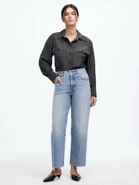 Madewell Size 24 TALL  The Perfect Vintage Wide-Leg Crop Jeans HeMMED Preppy
